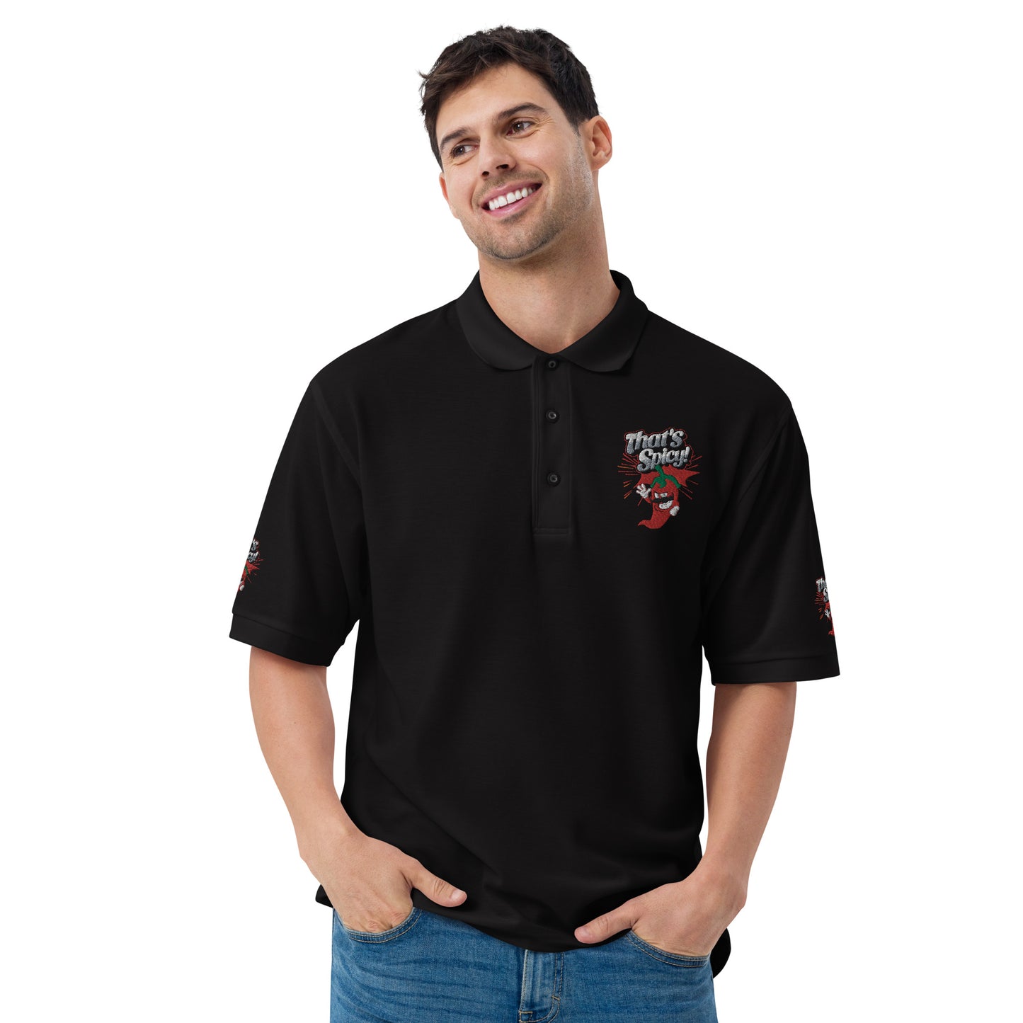 Men's Premium Polo Embroidered - That's Spicy