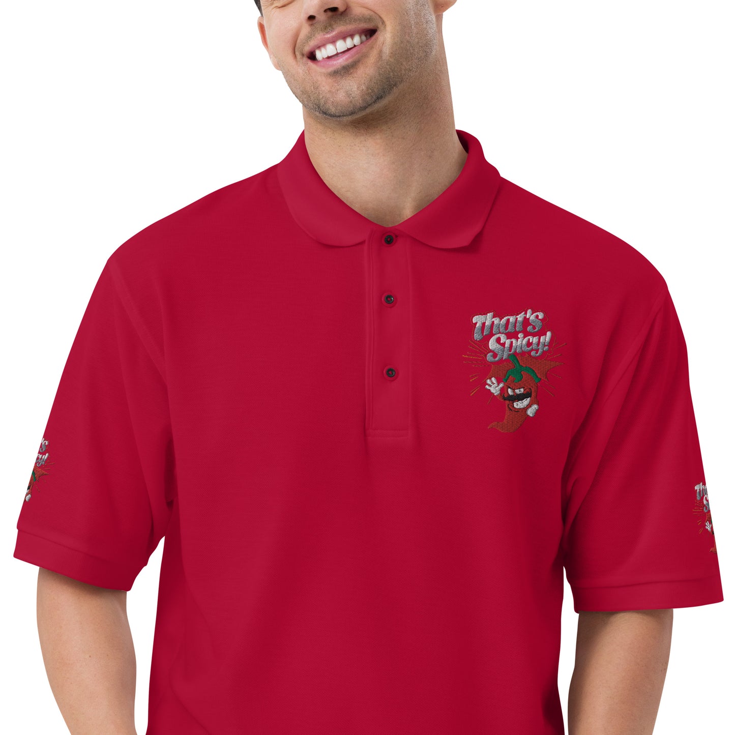 Men's Premium Polo Embroidered - That's Spicy