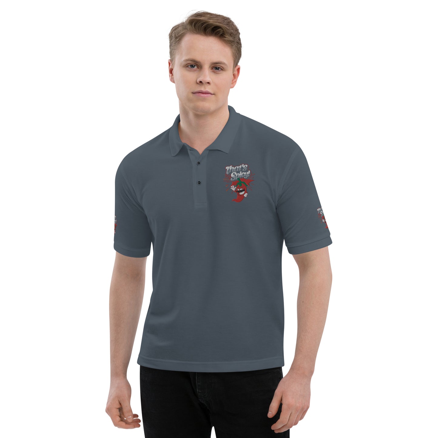 Men's Premium Polo Embroidered - That's Spicy